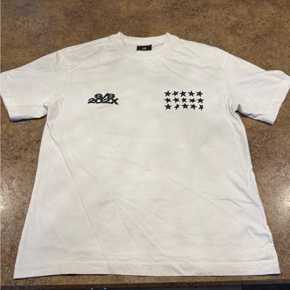 H&M White T-Shirt with Black Star Graphic
